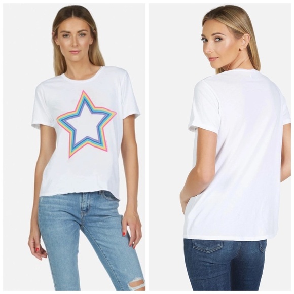 Lauren Moshi White Star Graphic Tee - Picture 1 of 5